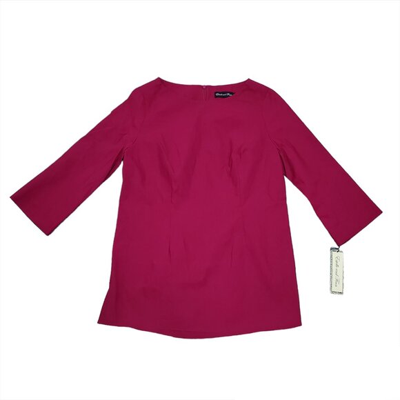 Estelle and Finn Womens Tunic Top Size 2 Magenta 3/4 Sleeve Stretch Lined - Picture 2 of 15